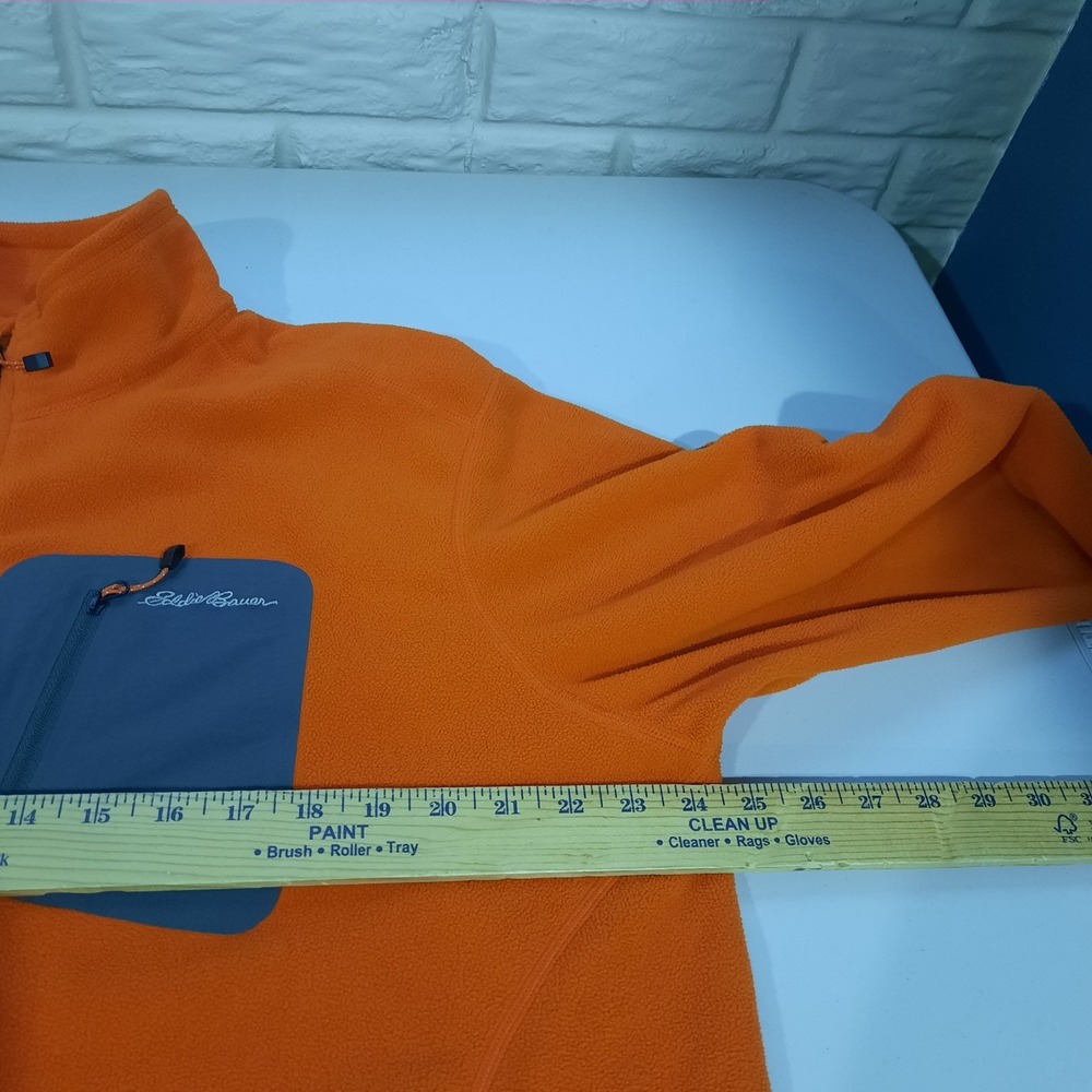 Eddie Bauer First Ascent Jacket Mens XL Orange Fleece Lightweight 1/4 Zip Hiking - Picture 8 of 10